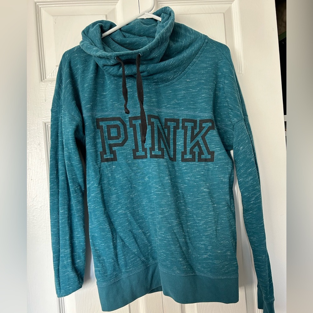PINK Victoria’s Secret teal cowl hoodie